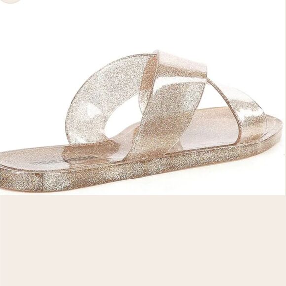 Steve Madden Horizon Cross Band Glitter Sandals- Gold - Picture 3 of 12